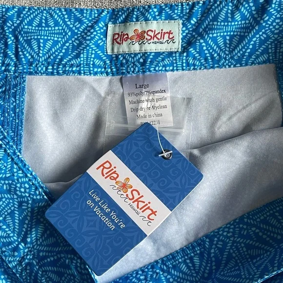 RipSkirt Hawaii Batik Pearl Wrap Skirt Size Large Blue Length 2 UPF 50+ - Picture 5 of 7